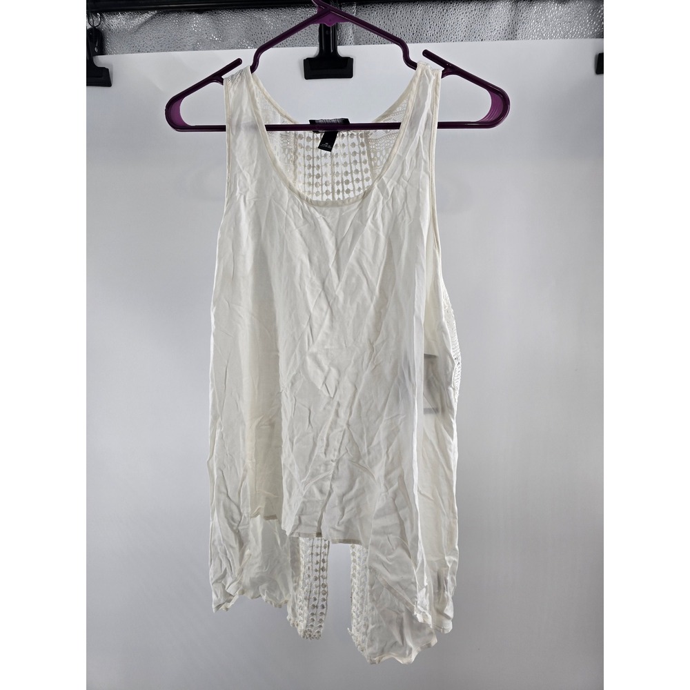 By & By‎ Womens Off White Lace Back High Low Split Hem Tank Top 1028M42 Medium